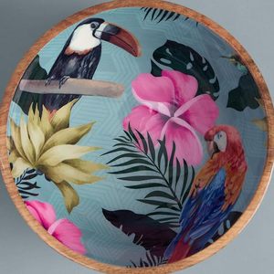 Bol imprimé en bois rustique avec design floral finition naturelle bol en bois imprimé pour la décoration intérieure rond en bois pour collation mini bol - Product Image 4