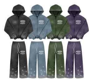 Chándal con capucha de efecto lavado | Conjunto de 2 piezas de ropa deportiva para Hombre | Chándal de moda urbana de proveedor al por mayor - Product Image 6