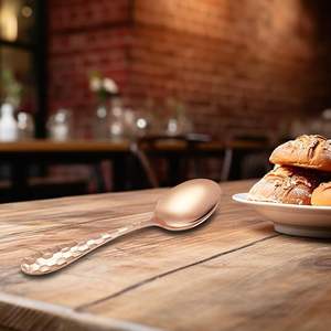 Cuchara de cobre puro, vajilla de cobre para mezclar salsa, servir cuchara de cobre, cuchara de comida occidental al precio más bajo - Product Image 5