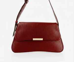 Bolso de Hombro de Cuero Genuino para Mujer, Estilo Vintage Borgoña, Minimalista, con Herrajes Dorados, Correa Ajustable, Resistente al Agua - Product Image 3