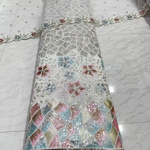 Tissu tissé à carreaux brodé Georgette en viscose pure Lehagha Koti pour filles - Product Image 3