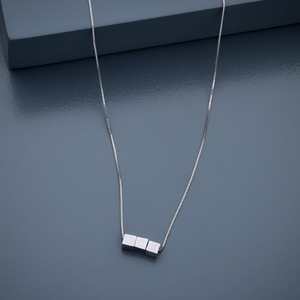 92.5 <b>Silver</b> Necklace 188242 Geometric-shaped <b>Box</b> <b>Chain</b> 18K Gold & Rhodium Plated Trendy Religious Style for Weddings - Product Image 6