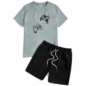 Men's Summer Fit Short Sleeve O-Neck <b>Collar</b> <b>Shirt</b> & Shorts Set New Fashionable Two-Piece Custom Printed Breathable <b>T</b> <b>Shirts</b> - Product Image 4
