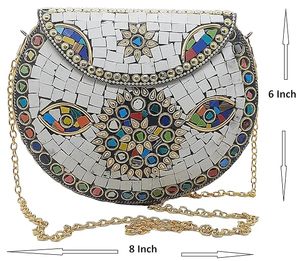 Bolso de Mano de Alta Costura con Bordado Clásico de Mosaico, Hecho a Mano, con Detalles Artísticos para Fiestas Nocturnas - Product Image 2