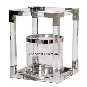 Bougeoir élégant pour la maison, l'hôtel et le jardin Éclair Décoratif Couleur Argent Rectangle Design Moderne Bougies en Fer Pot de Lanterne - Product Image 2