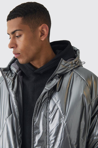 Winter High Quality Polyester/Cotton Men's Hooded Solid Color Puffer Jacket Custom Design Front Waterproof OEM Service - Product Image 5