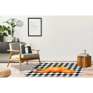 Tapis imprimé citrouille orange - Décoration moderne et mignonne pour le bureau et la cuisine à l'occasion d'Halloween, tapis doux non tissé - Product Image 2