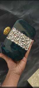 Elegante bolso de mano redondo de resina, monedero acrílico adornado con cristal y piedra para mujeres y niñas - Product Image 4