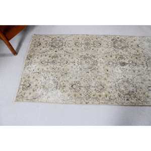2.8x5.3 ft Rug, Vintage Turkish Rug, <b>Brown</b> Gray Patchwork <b>Wool</b> Rug - Product Image 3