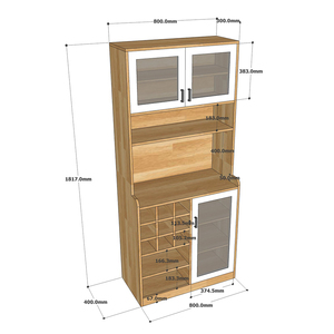 Armoire de salle à manger moderne en bois de caoutchouc TPA005 avec cave à vin intégrée pour mobilier de bar à domicile - Product Image 5