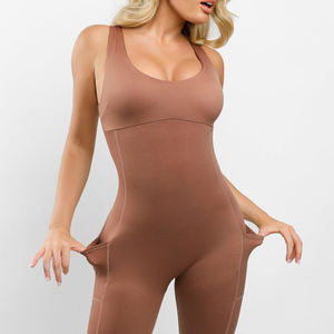 Combinaison de sport une pièce pour femme, combinaison de yoga sans couture, bonnet amovible, respirante, écologique, motif à carreaux, col carré - Product Image 5