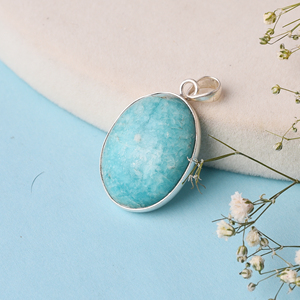 Colgante clásico de Plata de Ley 925, piedra preciosa de amazonita Natural, Unisex regalo de boda, accesorio de fiesta de moda Chapado en plata - Product Image 5