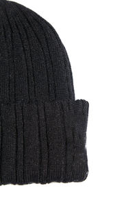 หมวกบีนนี่ไหมพรมสีดำเรียบสำหรับฤดูหนาว อุ่นสบาย ทำจากขนสัตว์ 100% ขอบพับได้ สไตล์ลำลอง ปักลาย 3 มิติ รับสกรีนโลโก้ - Product Image 2