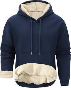 Luxurious Winter <b>Hoodies</b> crafted from warm <b>Sherpa</b> fabric pullover design kangaroo pocket long sleeves elastic ribbed hem cuffs - Product Image 4