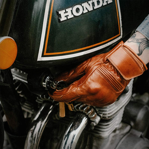 Gants de moto en cuir de course personnalisés Gant en cuir vintage de vachette au doigt complet - Product Image 4