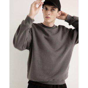 Sweat-shirt décontracté pour homme, coupe classique, 410 GSM, doublure en molleton de coton, écologique, col rond, surdimensionné, personnalisable OEM - Product Image 3