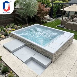 Bain à remous transparent avec jets de nage, chauffage intégré, robot nettoyeur automatique, portable, en fibre de verre, pour piscine - Product Image 1