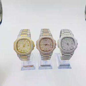 Reloj de diamantes de moissanita Premium de diseño Hip Hop de lujo para hombre, reloj ostentoso totalmente helado, correa de acero inoxidable, caja analógica de 5mm - Product Image 3