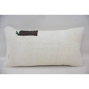 Almohada de lana de retazos Beige Toile 12x24 pulgadas almohada decorativa tejida Vintage rústica/primitiva para ropa de cama portátil - Product Image 1