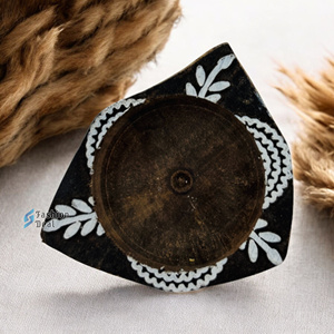 Handmade Eco-Friendly 2 Color Printed <b>Wooden</b> <b>Block</b> Tealight Holder (Without Tealight Candle) Flower Shape Diwali Festival Home - Product Image 2
