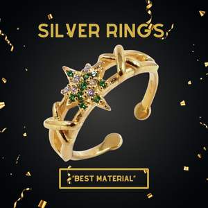 Bague flocon de neige de style classique en argent sterling 925 plaqué or avec pierre Tsavorite - Product Image 2