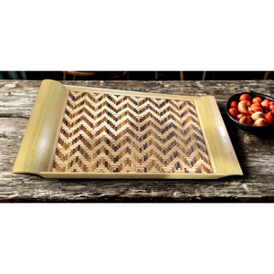 Bandeja de Servir de Bambú Tejida a Mano con Asas, Estilo Rústico de Madera Natural Ecológica para Uso en el Hogar, Restaurantes y Eventos - Product Image 2