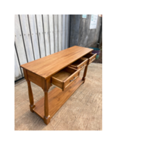 Gabinete de mesa de Consola de madera Natural de estilo lujoso de madera de teca de entrada de alta calidad con tres cajones de almacenamiento para sala de estar - Product Image 6