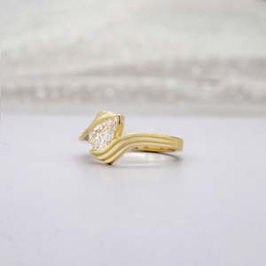 IGI Certified Pear Solitaire Engagement <b>Ring</b> with Wave <b>Diamond</b> Lab Grown <b>Diamond</b> <b>Rings</b> - Product Image 2
