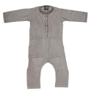 Shalwar Kameez brodé pour garçons - Gris - Product Image 2