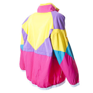 Veste coupe-vent rétro unisexe style vintage fermeture éclair en nylon avec poignets élastiques et poches veste légère et aux couleurs contrastées - Product Image 2