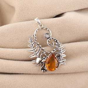 Citrine Gemstone Sterling Silver Pendant Handmade New Year Gift Fashionable Unique Design IGI Certified Jewelry <b>for</b> <b>Mother</b> <b>Wife</b> - Product Image 4