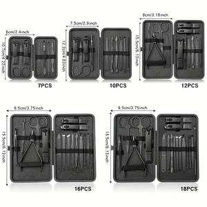 Kit de Manicura y Pedicura de Acero Inoxidable 7101618 Piezas, Color Negro, Tijeras, Cortaúñas, Kit de Herramientas de Aseo con Estuche de Viaje - Product Image 1