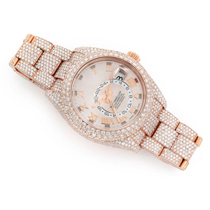 Montre à quartz ronde en acier inoxydable OEM ODM, style hip-hop, personnalisée avec diamants en moissanite, entièrement sertie, cadran en verre - Product Image 3
