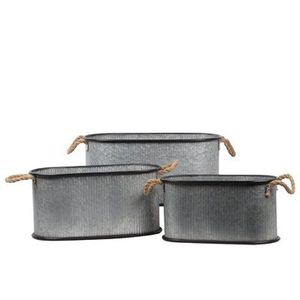 Juego de macetas de zinc de raíz Vintage antigua, cesta con asa para jardín doméstico, uso decorativo, maceta de suelo en Metal galvanizado - Product Image 5