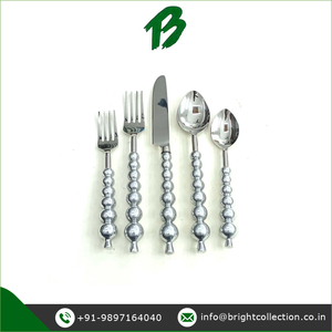Best Offer of Superior Quality Silver Stainless Steel Silver <b>Mirror</b> Polished With <b>Beads</b> Handle Material Flatware Dinner Set - Product Image 2