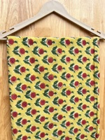 Tissu en coton floral jaune de qualité supérieure, imprimé à la main, pour vêtements, ameublement, artisanat, tissu en coton floral de créateur
