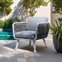 OSMEN Volta Chaise en corde de coton tissée en aluminium Chaise de canapé simple pour terrasse extérieure