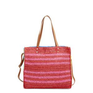 Borsa Tote da Donna Artigianale in Rattan con Finitura a Righe Blu e Fodera in Cotone e Poliestere per Tutte le Stagioni - Product Image 4