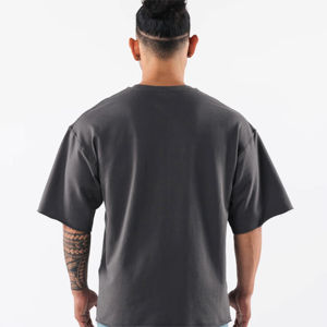 Camiseta personalizada lisa de algodón 100% de 220gsm de alta calidad para hombre, diseño personalizado, ropa de calle de gran tamaño de longitud larga, camisetas para hombre - Product Image 3