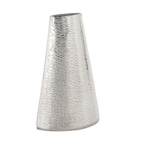 Vase à fleurs décoratif en aluminium le plus vendu avec corps texturé et finition lisse adapté aux arrangements intérieurs de maison - Product Image 2
