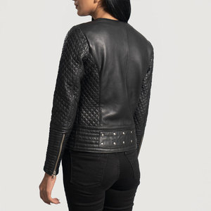 Chaqueta de Mujer Personalizada con Logotipo, Tejida y Transpirable, de Cuero PU Vintage, Manga Larga, Cuello Alto, Otoño Invierno, Alta Calidad - Product Image 5