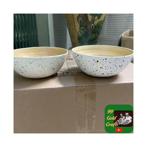 Tazón de bambú duradero y elegante hecho a mano con textura de madera Ideal para ensaladas y comidas reutilizables Cocina casera ecológica - Product Image 1