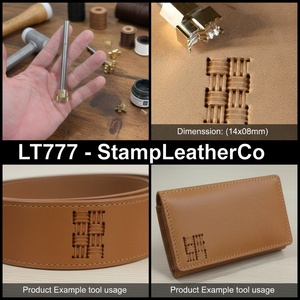LT777 Tampon en cuir 14x08mm (5/9 \ "X 5/16 \") Conception de tissage de panier pour l'artisanat du cuir - Product Image 1