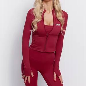 Customize logo Zipper <b>Jacket</b> long sleeve Sportswear Design Quick Drying <b>Yoga</b> Running Vest Top for Women - Product Image 1