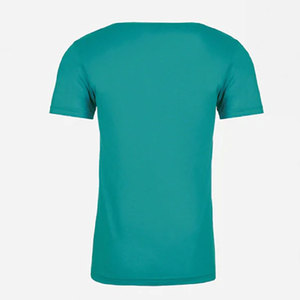 T-shirts unisexes en poly/coton à col rond 100 % coton indigo, impression de votre propre logo de marque, t-shirts à col contrastant, t-shirt en coton peigné - Product Image 6