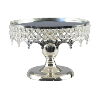 Support à gâteau en aluminium plaqué avec base sur pied avec finition antique Support à gâteau en métal pour gâteau - Product Image 1