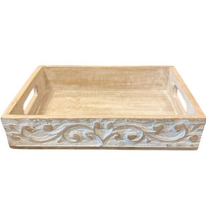 Plateau de service en bois moderne avec poignée Plateau en bois sculpté décoratif pour la cuisine Accessoires de service de table Prix d'usine - Product Image 2