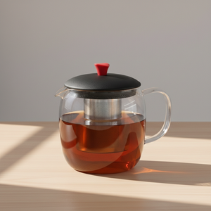 Théière en verre borosilicate de qualité supérieure, résistante à la chaleur, de qualité alimentaire, 1000 ml, 3306324-1.0, avec couvercle en plastique, pour l'exportation - Product Image 2