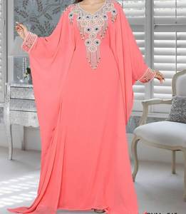 Caftan marocain musulman traditionnel décontracté grande taille longueur cheville manches longues broderie à la main perles de pierre Polyester femmes nouveau - Product Image 5
