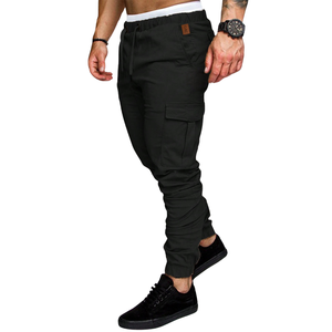 <b>Mens</b> Black Canvas <b>Cargo</b> <b>Jogger</b> Pants Elastic Waist Drawstring Slim Fit Utility Trousers Casual Outdoor Workwear Pocket Bottoms - Product Image 3